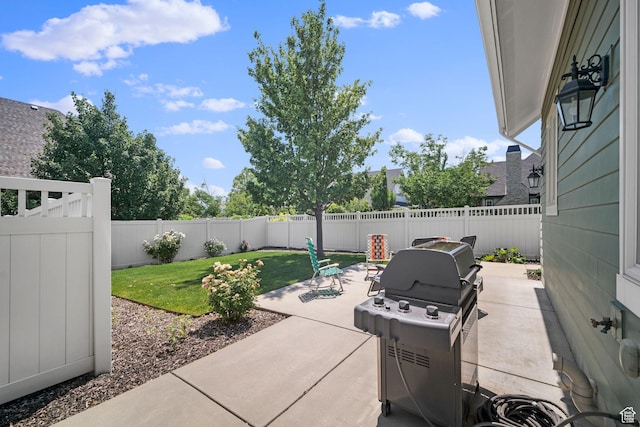 10693 S Vermillion Dr, South Jordan, UT 84009 - fenced backyard with a grill and a patio area