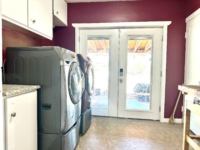 3060 S 2500 E, Vernal, UT 84078 - laundry area featuring cabinet space, independent washer and dryer, and french doors