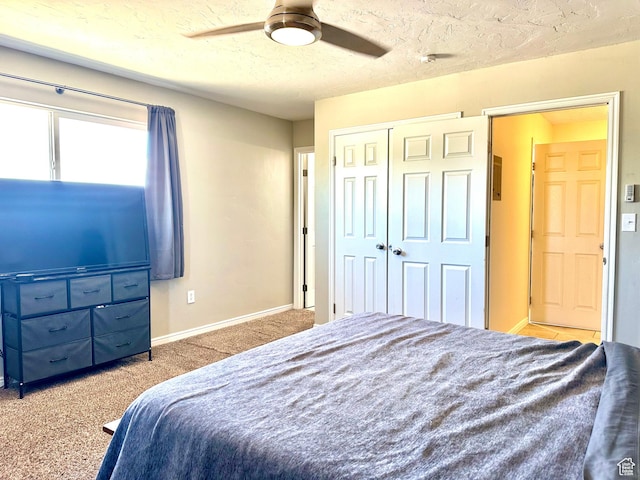 3060 S 2500 E, Vernal, UT 84078 - carpeted bedroom with a textured ceiling, a closet, and ceiling fan