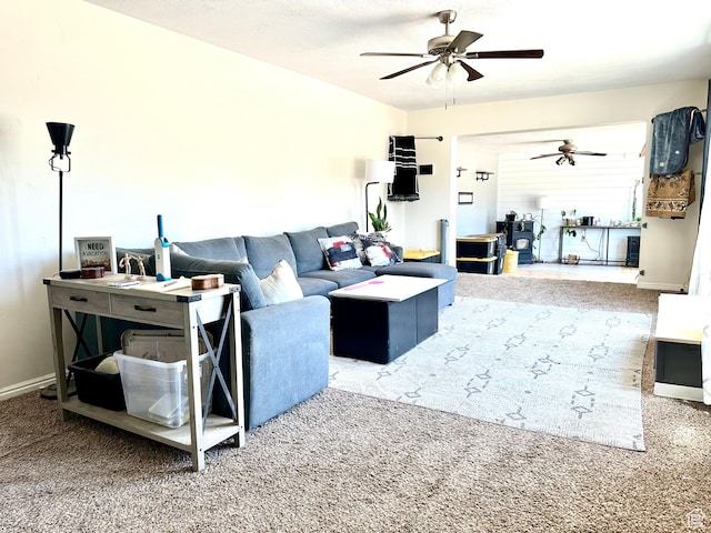 3060 S 2500 E, Vernal, UT 84078 - carpeted living area with a ceiling fan and baseboards