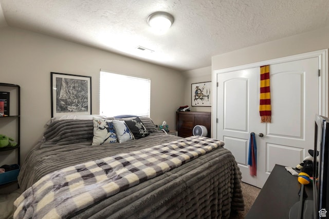 4018 W Cypress, Cedar Hills, UT 84062 - bedroom with carpet floors, a textured ceiling, a closet, and lofted ceiling