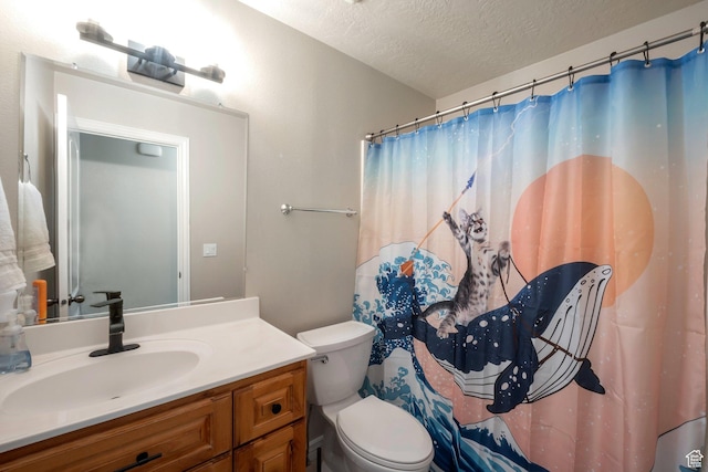 4018 W Cypress, Cedar Hills, UT 84062 - bathroom featuring a textured ceiling, vanity, and a shower with curtain