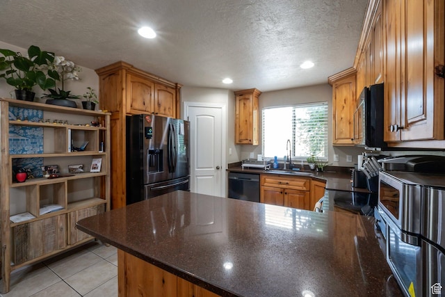 4018 W Cypress, Cedar Hills, UT 84062 - kitchen with fridge with ice dispenser, dishwasher, a peninsula, a textured ceiling, and recessed lighting