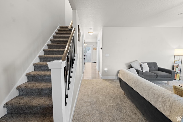 2501 W 1100 N, Provo, UT 84604 - living room with stairway, carpet floors, and a textured ceiling