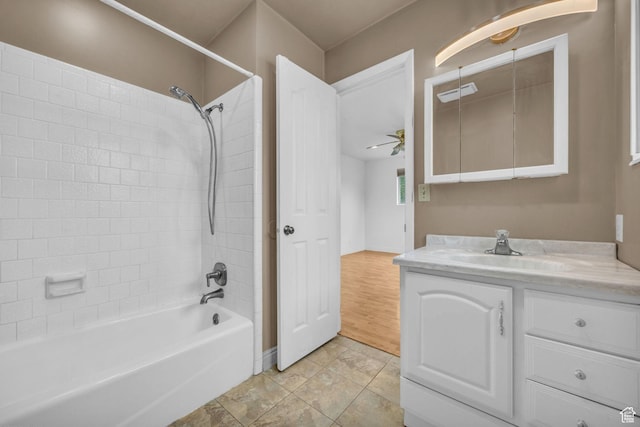5350 S 3450 W, Roy, UT 84067 - full bathroom with vanity, bathing tub / shower combination, a ceiling fan, and tile patterned flooring