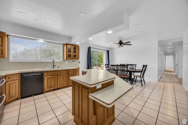 5350 S 3450 W, Roy, UT 84067 - kitchen with dishwasher, recessed lighting, light tile patterned flooring, light countertops, and a kitchen island