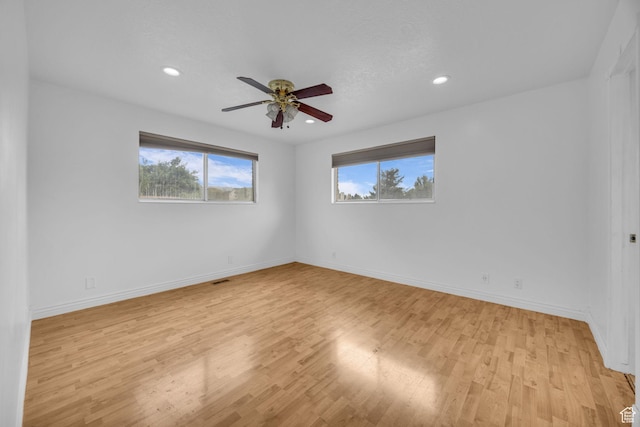 5350 S 3450 W, Roy, UT 84067 - spare room with plenty of natural light, light wood-style flooring, a ceiling fan, and recessed lighting