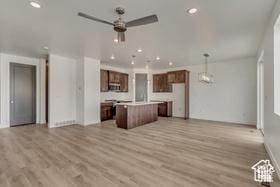 1352 N 1440 E Unit 21, Payson, UT 84651 - unfurnished living room featuring a ceiling fan, light wood-style floors, and recessed lighting