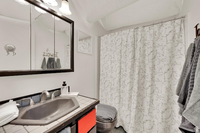 1481 W Bluemont Dr, Murray, UT 84123 - full bath with vanity, curtained shower, and tile patterned floors