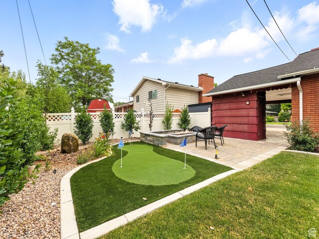 155 S 300 W, Spanish Fork, UT 84660 - view of yard with an area to practice putting, a patio area, and an outdoor fire pit