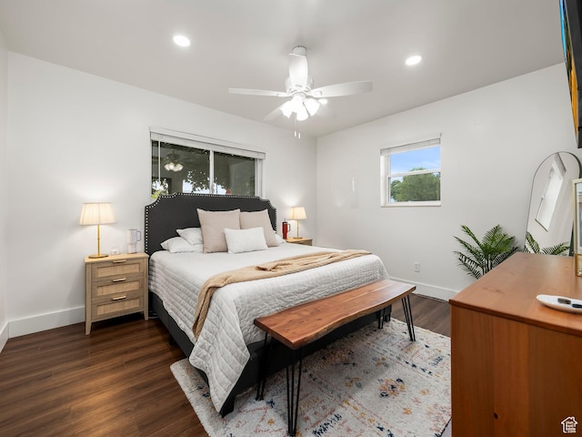 155 S 300 W, Spanish Fork, UT 84660 - bedroom featuring dark wood-style floors, recessed lighting, and ceiling fan
