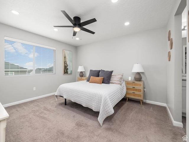 1493 N Sunset Dr, Spanish Fork, UT 84660 - bedroom featuring carpet floors, recessed lighting, and ceiling fan