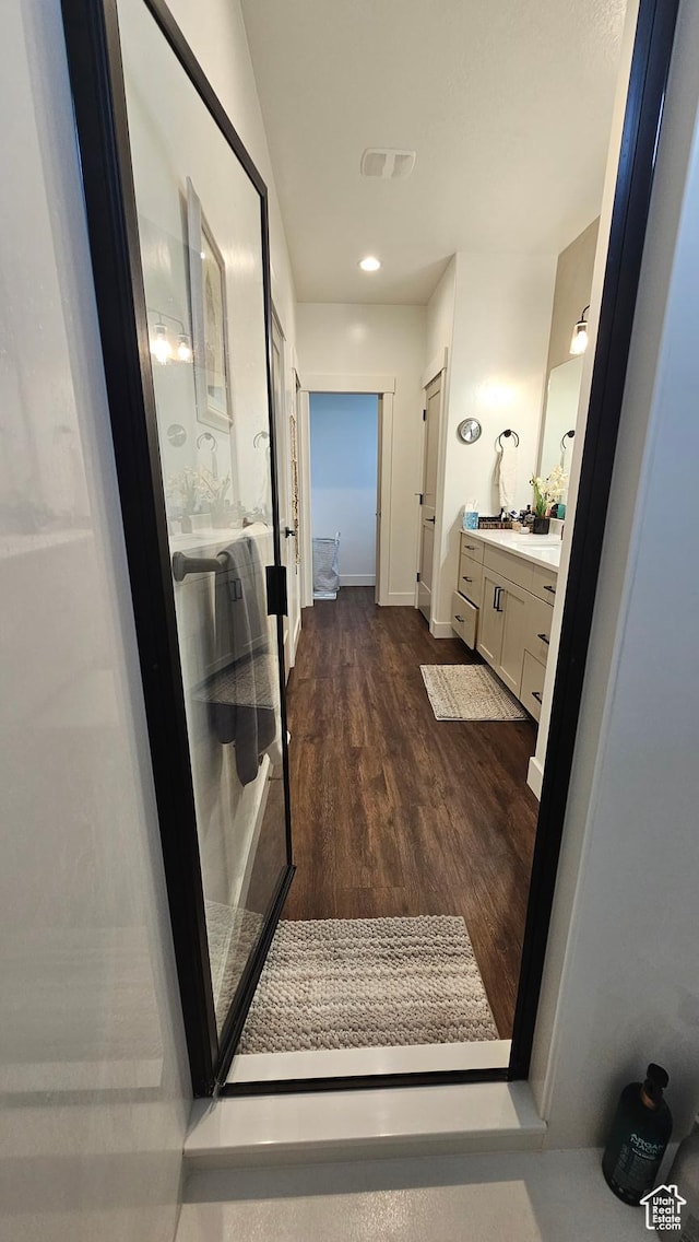 1268 E 300 S, Smithfield, UT 84335 - hall featuring dark wood-style flooring and recessed lighting