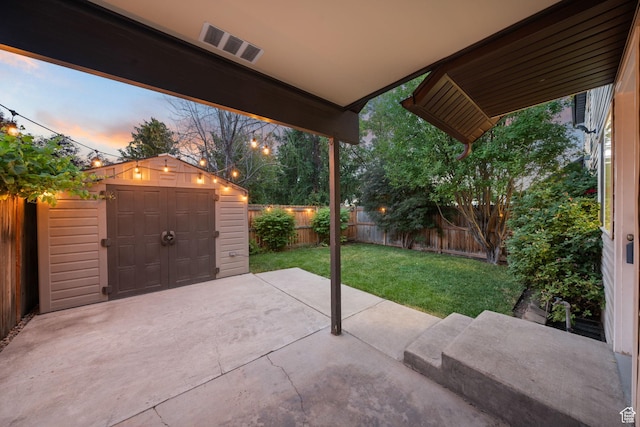 78 E 1450 S, Orem, UT 84058 - fenced backyard with a patio area and a storage unit