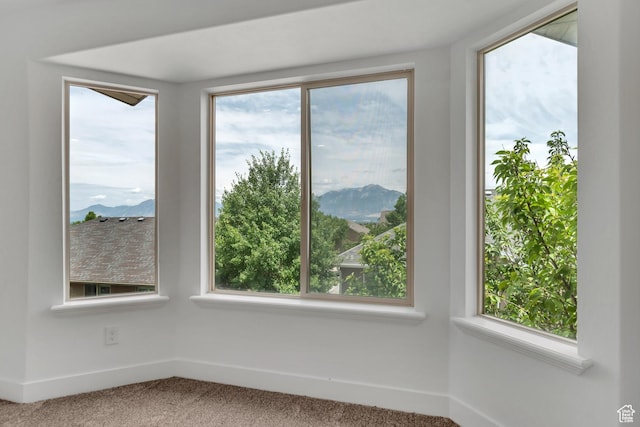 13749 S Crimson Patch Way, Riverton, UT 84096 - spare room featuring carpet, a mountain view, and healthy amount of natural light