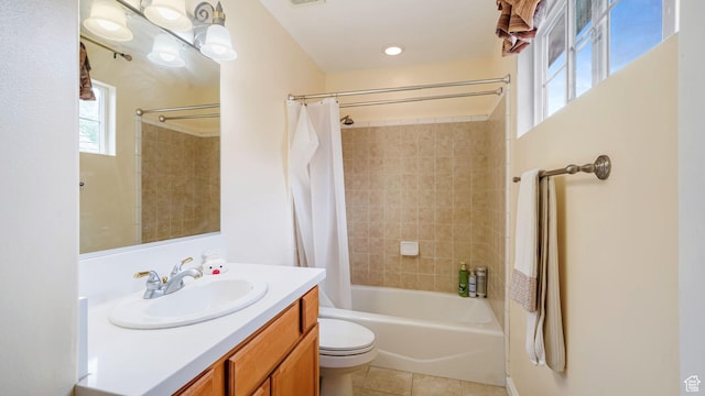 13994 S Stone Dr E, Draper, UT 84020 - bathroom with vanity, shower / tub combo with curtain, and tile patterned floors
