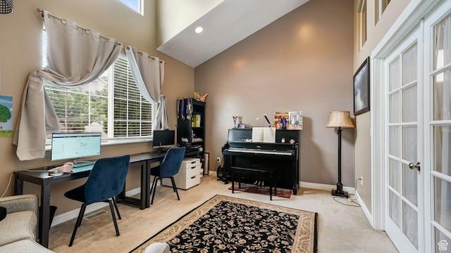 13994 S Stone Dr E, Draper, UT 84020 - carpeted office featuring vaulted ceiling and baseboards