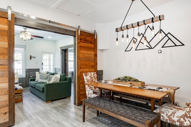 416 Marsac Ave, Park City, UT 84060 - dining area featuring light wood finished floors, a ceiling fan, and wooden walls