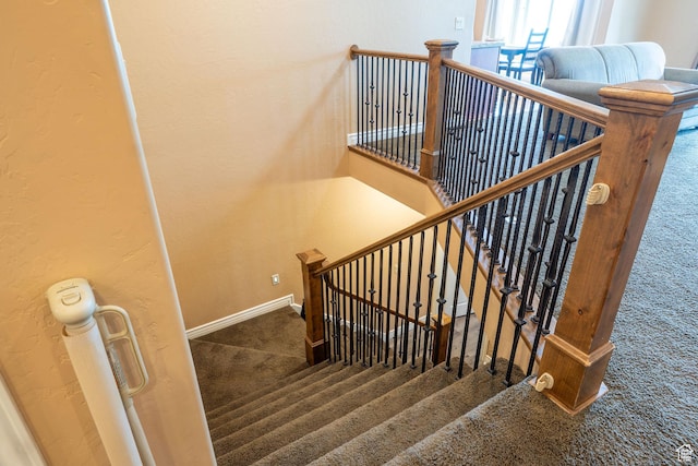 1959 W Golden Pond Way S, Orem, UT 84059 - staircase with carpet flooring and a textured wall