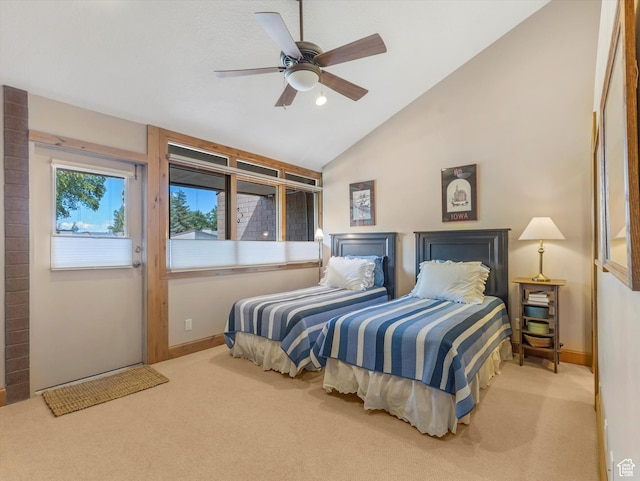 1679 Captain Molly Dr, Park City, UT 84060 - bedroom with carpet floors, lofted ceiling, and a ceiling fan