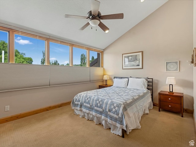 1679 Captain Molly Dr, Park City, UT 84060 - bedroom with carpet floors, multiple windows, lofted ceiling, and ceiling fan