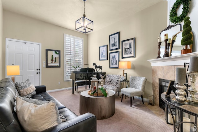 14858 S Ox Cart Ln, Draper, UT 84020 - living room featuring a fireplace and baseboards