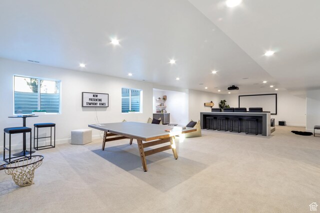 165 S Farmhouse Cir, Kaysville, UT 84037 - rec room featuring light colored carpet and recessed lighting