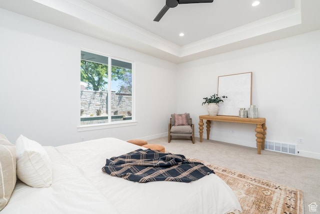2960 N 1080 W, Lehi, UT 84043 - bedroom featuring a tray ceiling, carpet, recessed lighting, and a ceiling fan