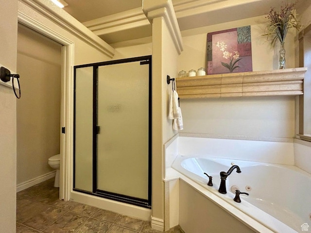 4140 W 975 S, Cedar City, UT 84720 - bathroom featuring a stall shower, a jetted tub, and tile patterned floors