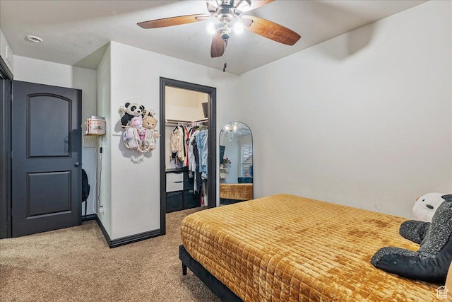 3944 W Sage Blossom Way S, Jordan, UT 84009 - bedroom featuring light colored carpet, a closet, a spacious closet, and ceiling fan