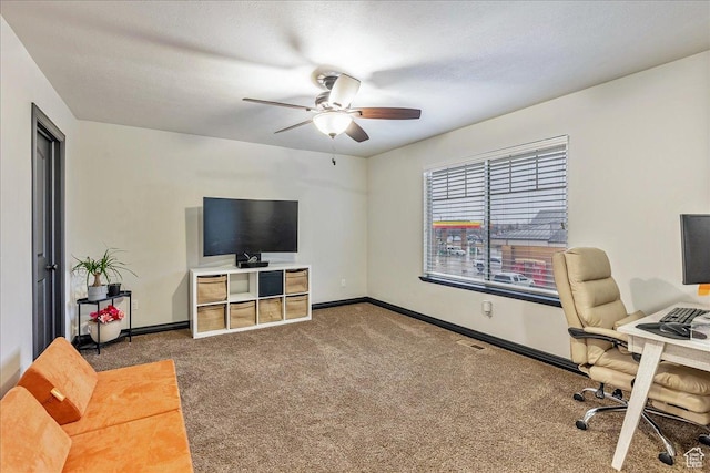 3944 W Sage Blossom Way S, Jordan, UT 84009 - carpeted home office featuring a ceiling fan and baseboards