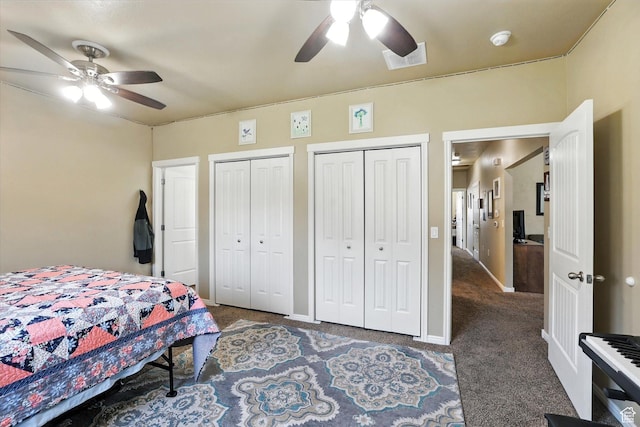 1492 N 565 W Unit 101, Logan, UT 84341 - bedroom with carpet floors, two closets, and ceiling fan