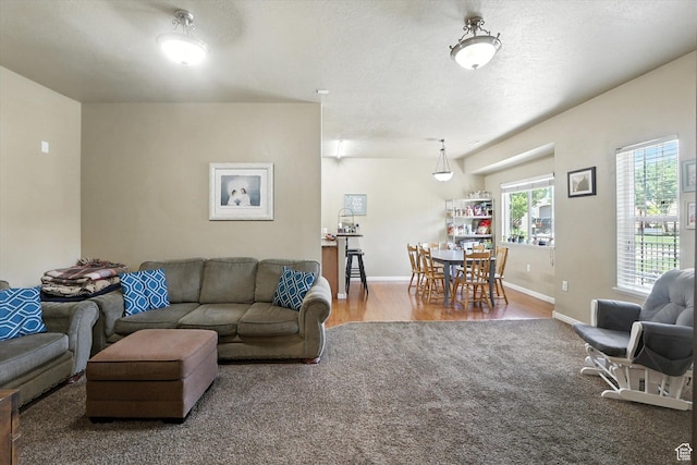 1492 N 565 W Unit 101, Logan, UT 84341 - carpeted living area with wood finished floors and baseboards