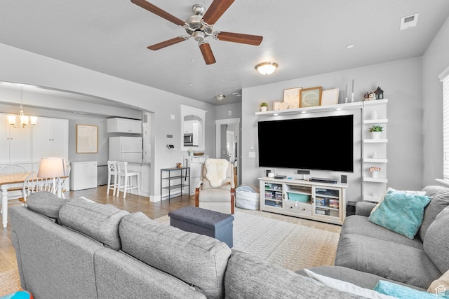 217 W Ridge Rd, Saratoga Springs, UT 84045 - living room with ceiling fan and wood finished floors