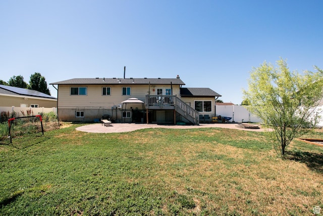 2080 W 2175 S, Syracuse, UT 84075 - rear view of house featuring a patio area, a fenced backyard, stairway, and a wooden deck