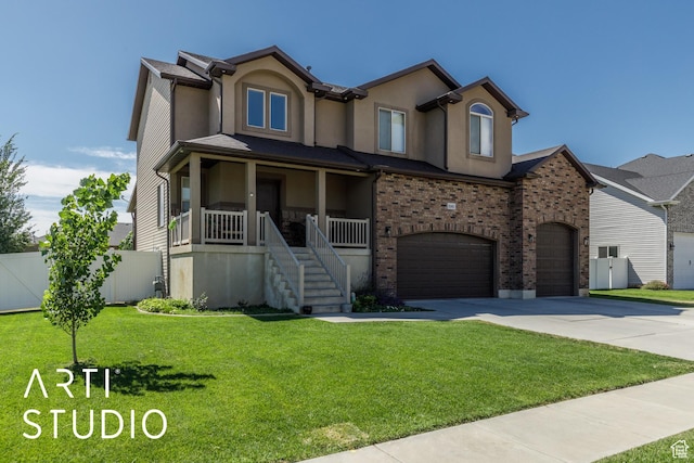 2185 N 250 W, Harrisville, UT 84414 - view of front of property with driveway, brick siding, stairway, stucco siding, and a porch