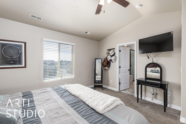 2185 N 250 W, Harrisville, UT 84414 - bedroom with vaulted ceiling, carpet, and ceiling fan