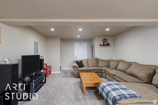 2185 N 250 W, Harrisville, UT 84414 - living room with carpet floors, recessed lighting, and electric panel