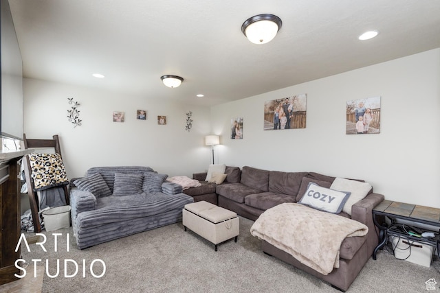 2185 N 250 W, Harrisville, UT 84414 - living area featuring carpet flooring and recessed lighting
