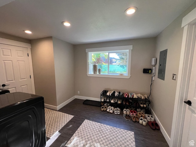 409 N 200 W, Brigham City, UT 84302 - interior space featuring electric panel, recessed lighting, and dark wood finished floors