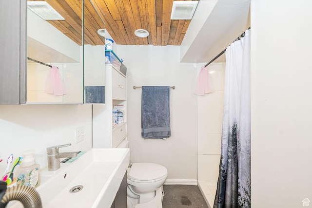 460 S 1074 E, Provo, UT 84606 - bathroom featuring a shower with shower curtain and wood ceiling