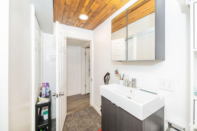 460 S 1074 E, Provo, UT 84606 - bathroom featuring wooden ceiling, vanity, and tile patterned flooring