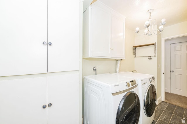 460 S 1074 E, Provo, UT 84606 - washroom with cabinet space, washing machine and clothes dryer, and a chandelier
