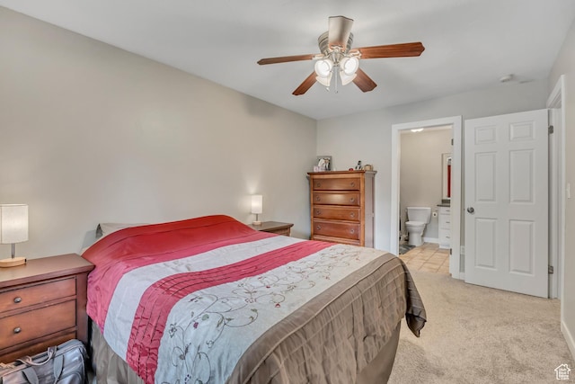 1492 N 1040 W, Orem, UT 84057 - bedroom featuring light carpet, connected bathroom, and a ceiling fan