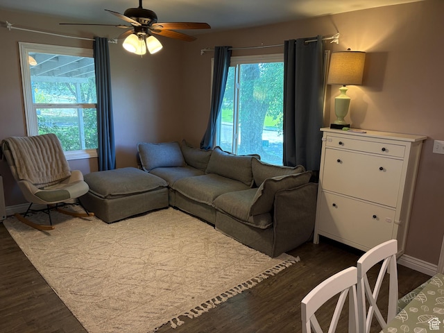 503 S Utah Ave, Provo, UT 84606 - living room with dark wood-style floors and a ceiling fan