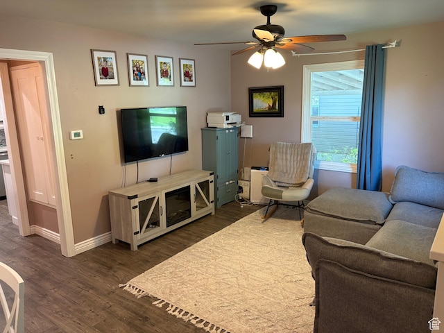 503 S Utah Ave, Provo, UT 84606 - living area with dark wood-style flooring and ceiling fan