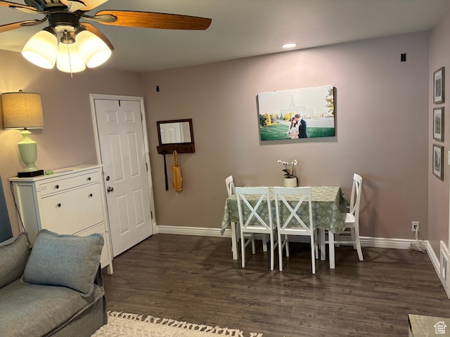 503 S Utah Ave, Provo, UT 84606 - dining room with ceiling fan, dark wood-type flooring, and recessed lighting