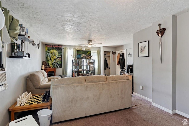 3221 Porter Ave, Ogden, UT 84403 - carpeted living room with ceiling fan and a textured ceiling