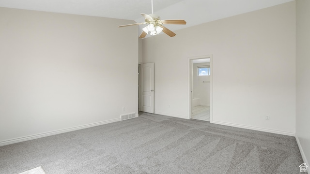 1238 S 1420 W, Woods Cross, UT 84087 - empty room featuring a ceiling fan, light carpet, and vaulted ceiling