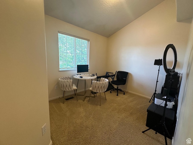 5551 W Geronimo Way S, West Jordan, UT 84081 - carpeted home office featuring vaulted ceiling and baseboards